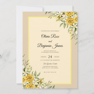 Cream Marigold Foliage Eucalyptus Wedding Invitation