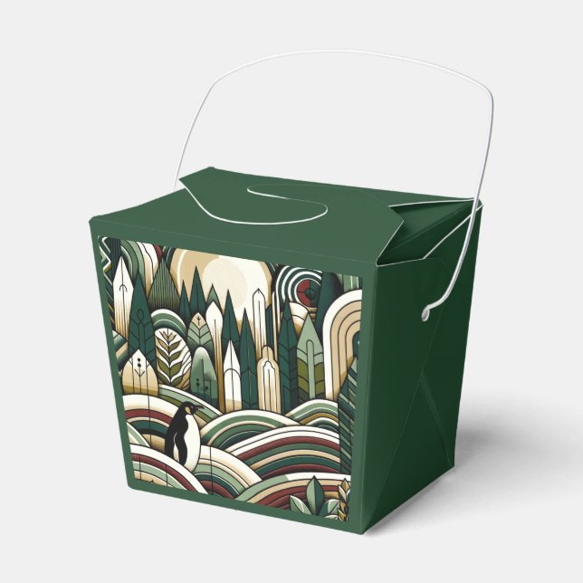 Cream Maroon Indian Style Forest With Hills Favour Box (Front Side)