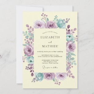 Cream Mauve Bloom Wedding Invitation