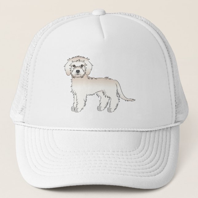 Cream Mini Goldendoodle Cute Cartoon Dog Trucker Hat (Front)