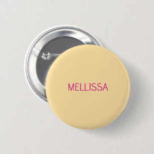 Cream minimalist custom name 6 cm round badge