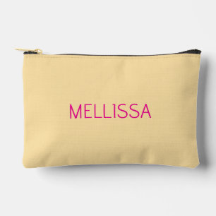 Cream minimalist custom name accessory pouch