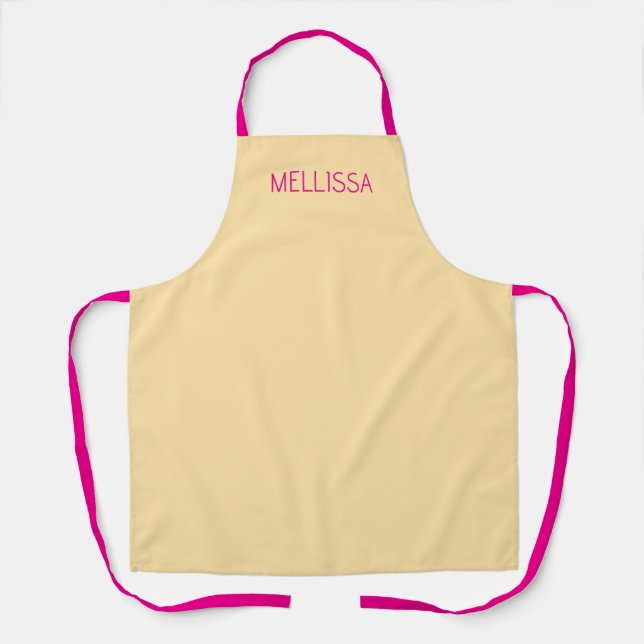Cream minimalist custom name  apron (Front)