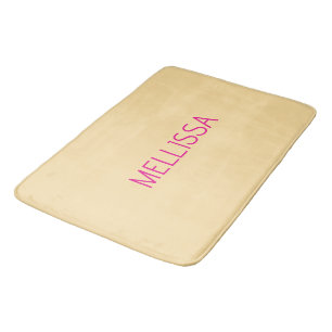 Cream minimalist custom name bath mat