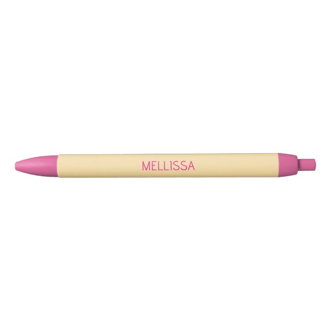 Cream minimalist custom name  black ink pen (Front)