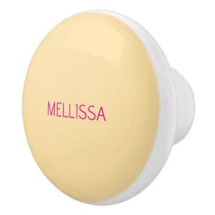 Cream minimalist custom name  ceramic knob