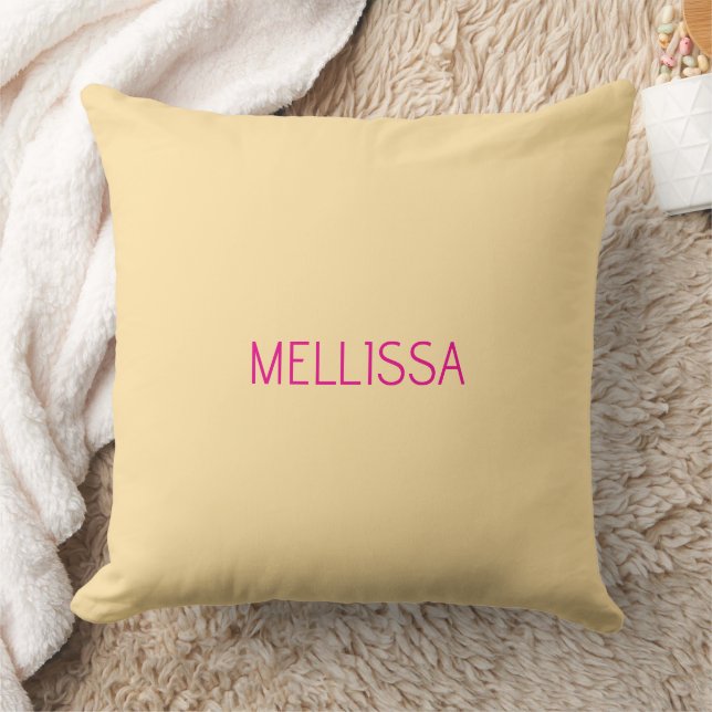 Cream minimalist custom name  cushion (Blanket)