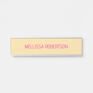 Cream minimalist custom name  door sign