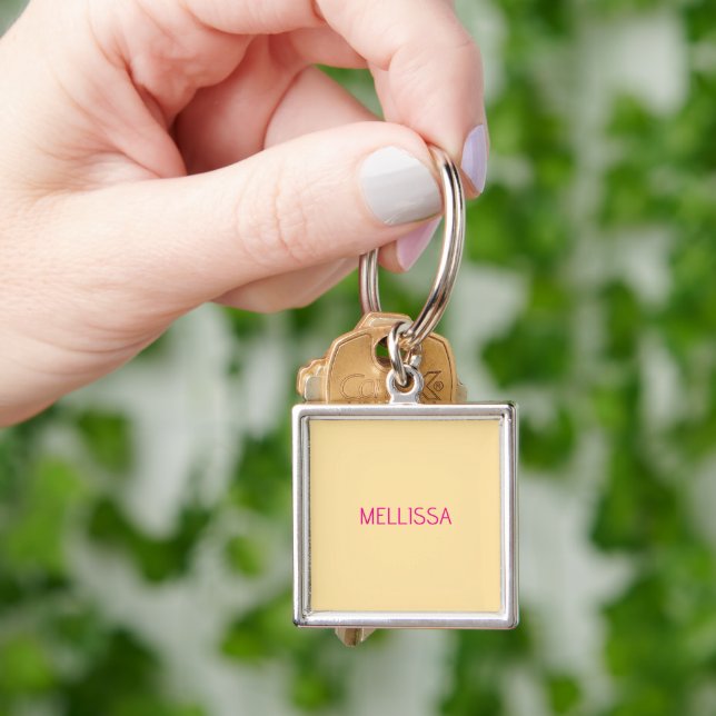 Cream minimalist custom name  key ring (Hand)
