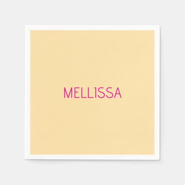 Cream minimalist custom name  napkin (Front)
