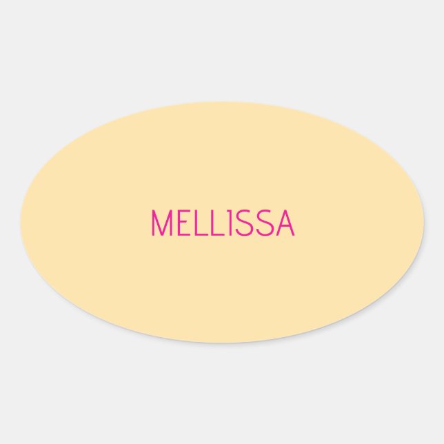 Cream minimalist custom name  oval sticker (Front)
