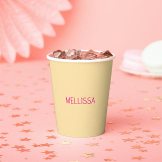 Cream minimalist custom name  paper cups
