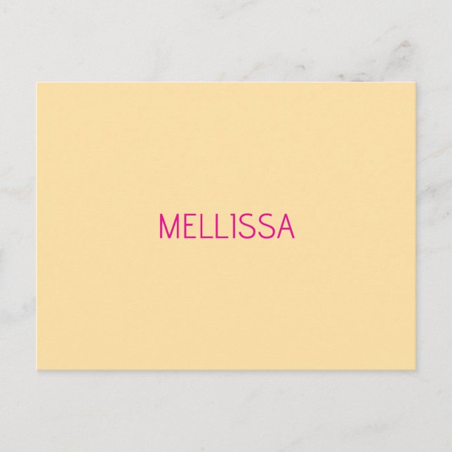 Cream minimalist custom name  postcard (Front)