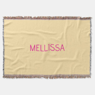 Cream minimalist custom name throw blanket