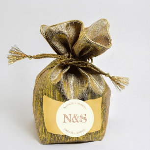 Cream Minimalist & Elegant Bold Initials Wedding Classic Round Sticker