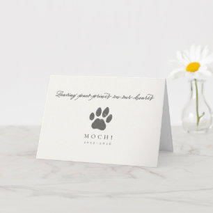 Cream Minimalist Paw Print Pet Loss Memorial Name Card