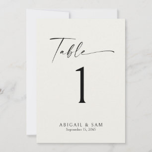 Cream Minimalist Wedding Table Number