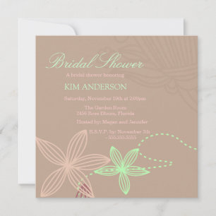 Cream & Mint Flower Modern Bridal Shower Invite