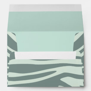 Cream, mint green and black zebra print envelope