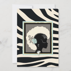 Cream, mint green and black zebra print holiday card