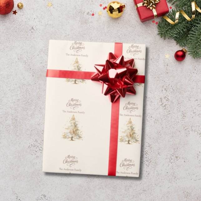 Cream mocha brown tree snow Christmas Wrapping Paper (Creator Uploaded)