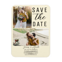 Cream Modern 2 Photos Save the Date Wedding