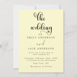 cream Modern Elegance Chic Wedding Invitation