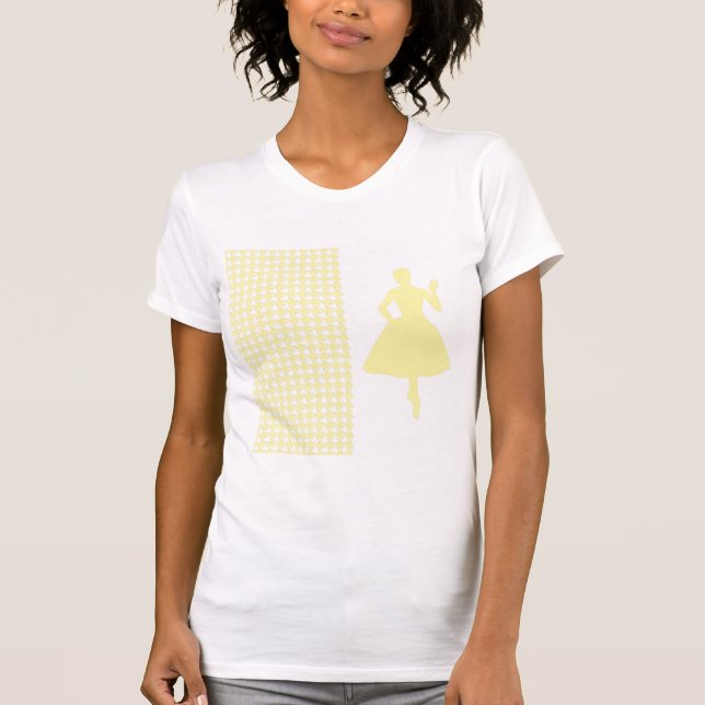 Cream Modern Houndstooth w/ Fashion Silhouette T-Shirt (Front)