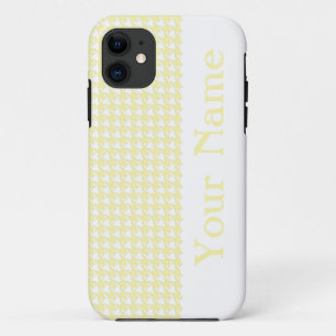 Cream Modern Houndstooth with name iPhone 11 Case