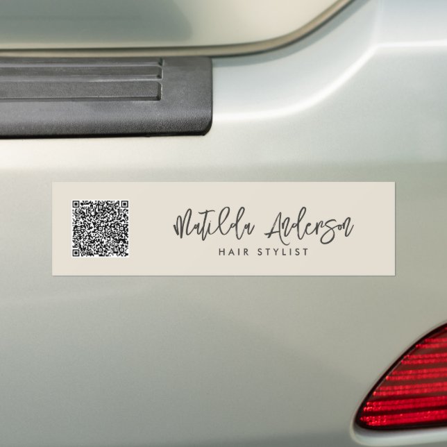 Cream modern minimal elegant script  bumper sticker (On Car)