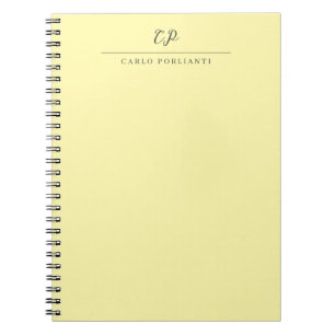 Cream Modern Monogrammed Calligraphy Plain Name Notebook
