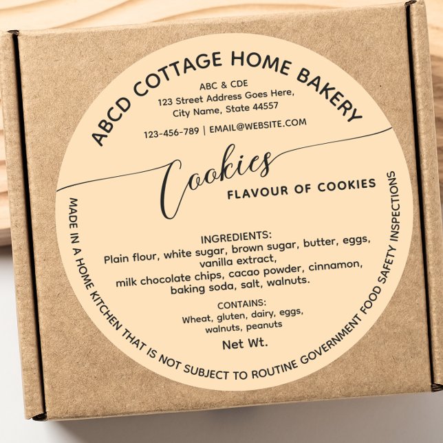 Cream Modern Script Cookies Cottage Law Label (Creator Uploaded)