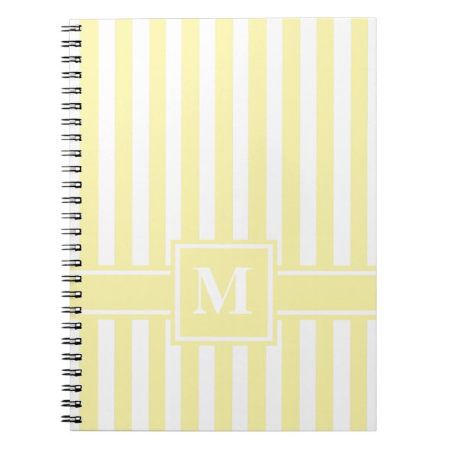 Cream Modern Stripe with Monogram Notebook (Front)