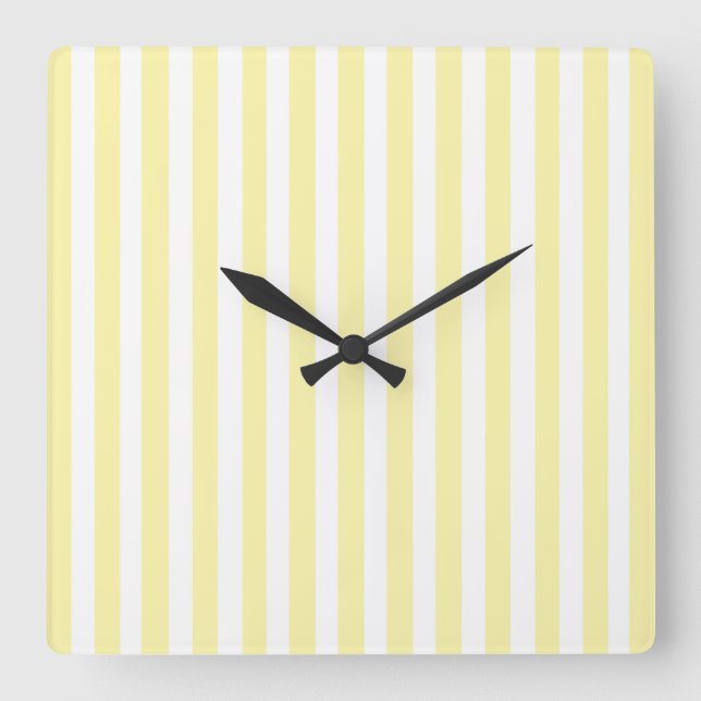 Cream Modern Stripes Square Wall Clock (Front)