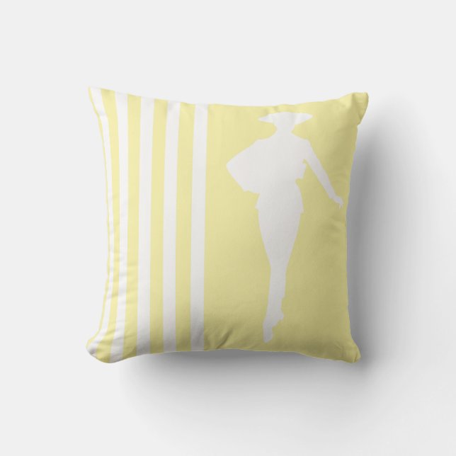 Cream Modern Stripes with Fashion Silhouette Cushion (Front)