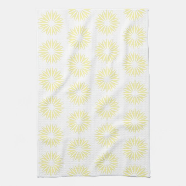 Cream Modern Sunbursts Tea Towel (Vertical)