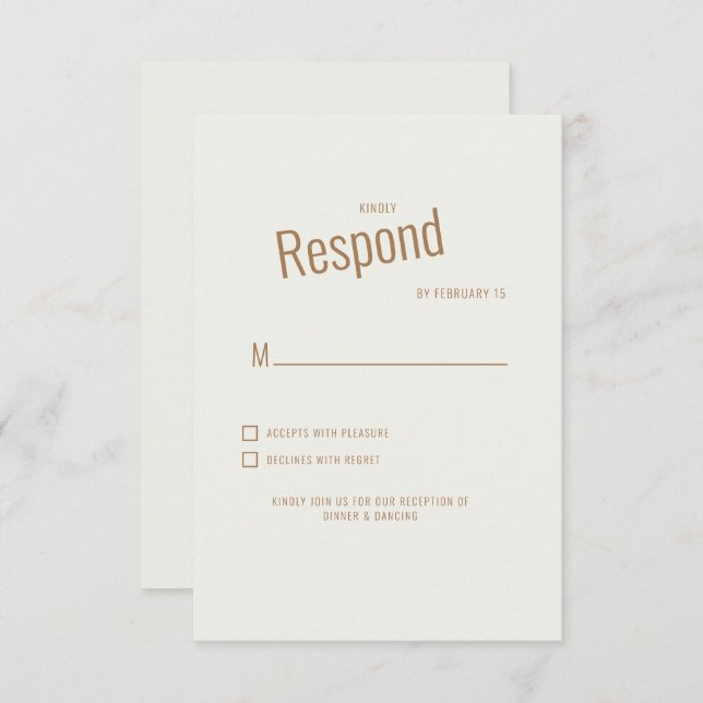 Cream Modern Wedding RSVP (Front/Back)