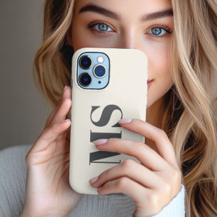 Cream Monogram initial simple iPhone 13 Pro Max Case