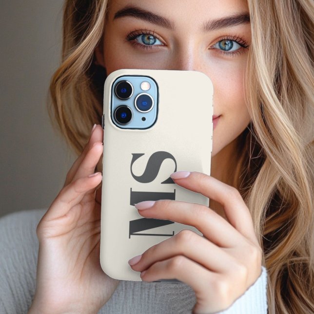 Cream Monogram initial simple  iPhone Case (Creator Uploaded)