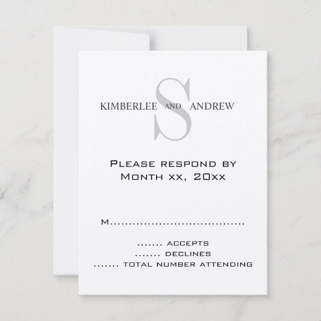 Cream Monogram Reply Cards (Front)