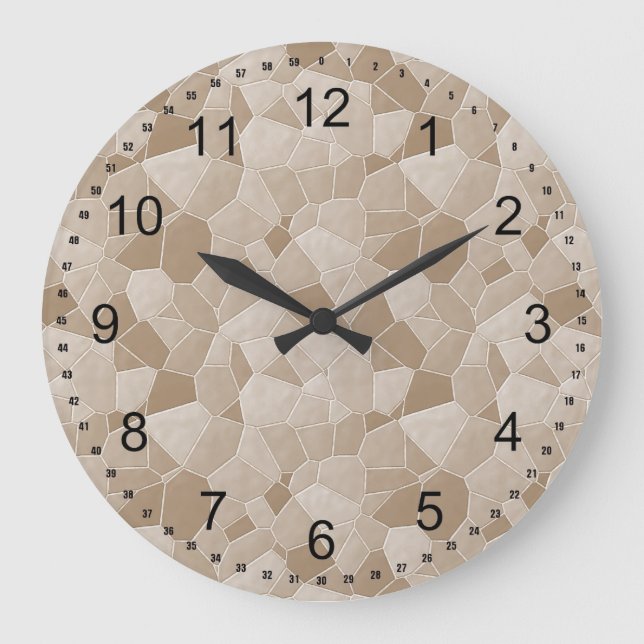 Cream Mosaic abstract Large Clock (Front)