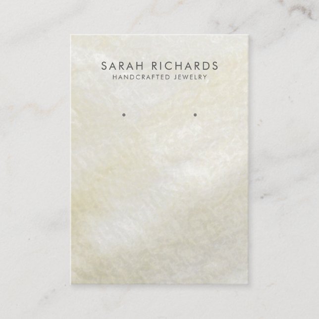 Cream Mother of Pearl Artisan Jewellery Earring Business Card (Front)