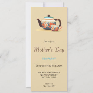 Cream Mother's Day Tea Party Invitation