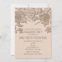 Cream Mud Leaves Rustic Autumn Wedding Invitation