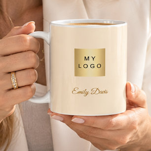 Cream name business logo coffee mug