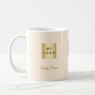 Cream name business logo coffee mug