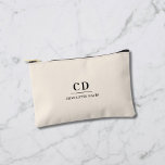 Cream name monogram initials minimalist accessory pouch<br><div class="desc">A cream,  beige coloured background.
Personalise and add your monogram initials and full name.</div>
