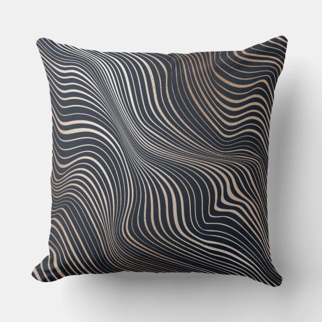 Cream/Navy Marble Swirl Decorative Pillow (Front)