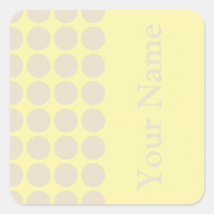 Cream Neutral Dots with name text Square Sticker