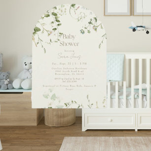 Cream Neutral Greenery Arch Baby Shower Invitation